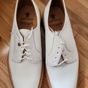 Tricker's Men's White Pebbled Leather Derby Shoes.sz 13 New With Box